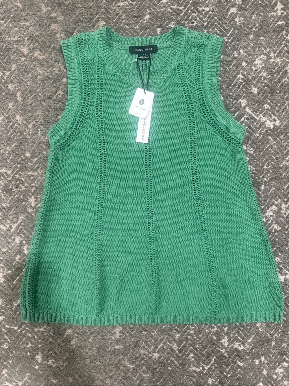 NWT Sanctuary Easy Pointelle Shell Green Cotton Sweater Vest XS